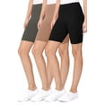 thumbnail image 1 of Women's Casual Seamless Elastic High Waist Running Yoga Biker Shorts Pants (Pack of 3), 1 of 5