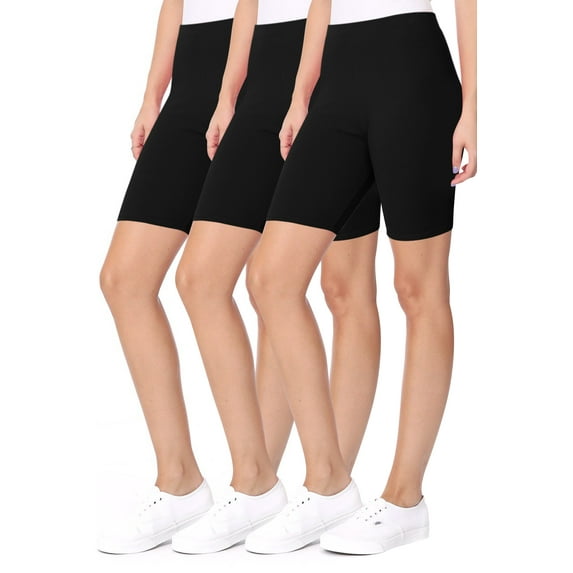 Women's Casual Seamless Elastic High Waist Running Yoga Biker Shorts Pants (Pack of 3)