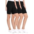 thumbnail image 1 of Women's Casual Seamless High Waist Solid Biker Shorts Pants (Pack of 3), 1 of 5