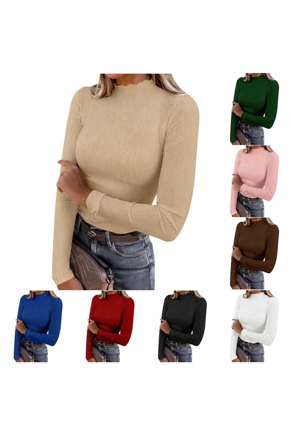 Women's Casual Semi High Collar Lace Solid Color Slim Fit Long Sleeve Top Blouse Shirt for Work Office Daily Wear Party Vacation Classic Wardrobe Essential | Ihhxva,White M