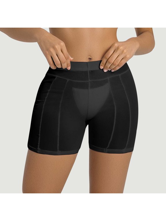 Women's Casual Sheer Mesh High Waisted Capris Summer Wear Stretchy Comfortable Breathable Fashion Trousers Black S