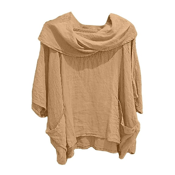 Women's Casual Shirt Pure Color Crinkle Collar Blouse Long Sleeve Spring Fall Tops Loose Fit Comfortable Daily Wear