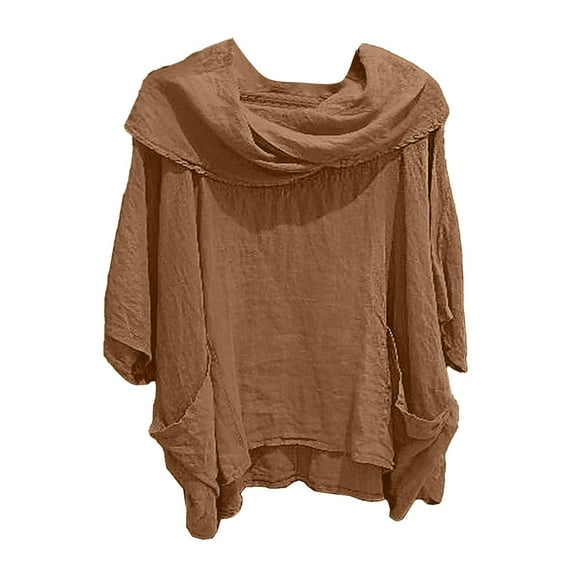 Women's Casual Shirt Pure Color Crinkle Collar Blouse Long Sleeve Spring Fall Tops Loose Fit Comfortable Daily Wear