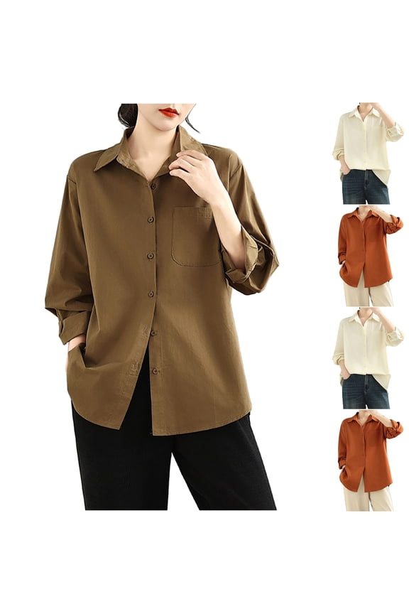 Women's Casual Shirt Top Blouse Outerwear Layered Inner Layer Undershirt Loose Fit Lightweight Breathable Summer Fashion | CSEONE,Brown XL