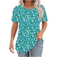 thumbnail image 1 of Women's Casual Shirts Fashion Spring Floral Print T-Shirts Short Sleeve Plus Size Pullover for Women Round Neck Pullover Chest Pleated Top, 1 of 6