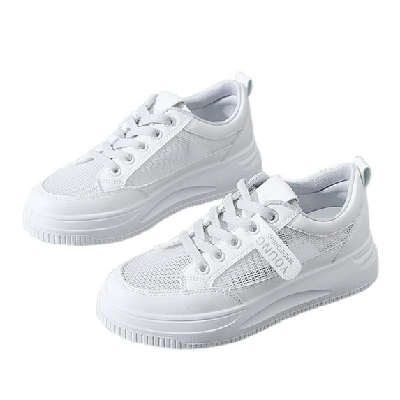 Women's Casual Shoes Breathable Lightweight Low Top Lace Up Sneakers for Daily Leisure Travel and Beach Outfits Fashion Design(Color:Light Gray,Size:8)