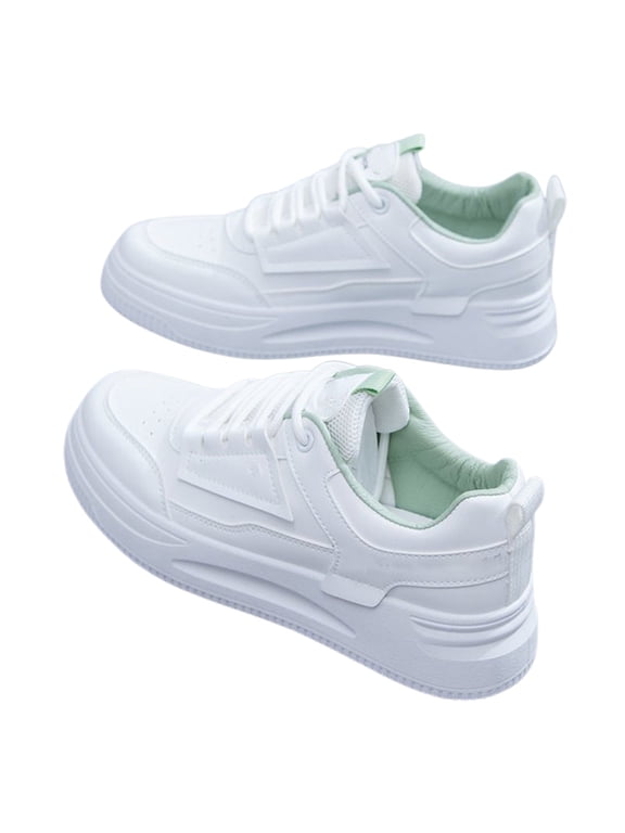 Women's Casual Shoes Breathable Lightweight Low Top Lace Up Sneakers for Daily Leisure Travel and Beach Outfits Fashion Design(Color:Green,Size:6.5)