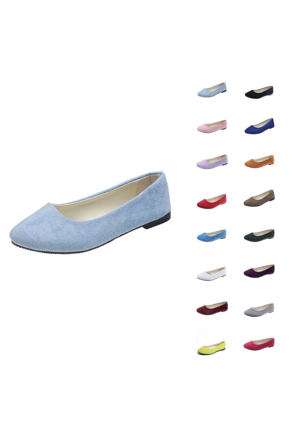 Women's Casual Shoes Comfortable Everyday On Footwear Suede Design With Heel Versatile Flat Shoes for Women On Walking Ballerina Shoes Ladies Cute Ballet Flats Pumps Low Wedge Dolly Shoes