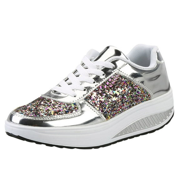 Women's Casual Shoes Ladies Girls Women's Shoes Sport Sequins Wedges Shoes Shake Fashion Women's Sneakers
