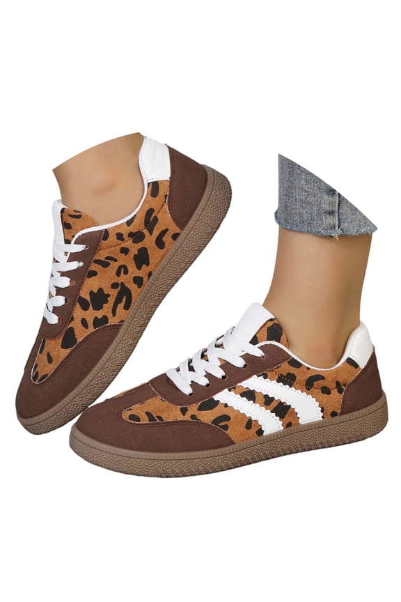 Women's Casual Shoes Platform Sneakers Fashion Animal Print Lace Up Comfort Lightweight Non Durable Design for Everyday Wear