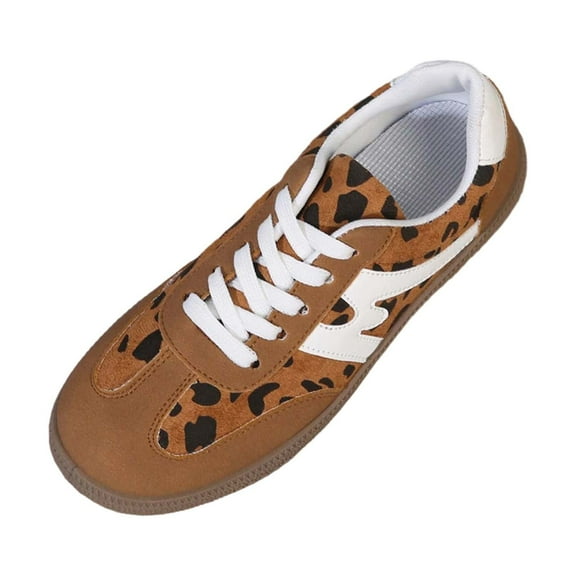 Women's Casual Shoes Platform Sneakers Fashion Animal Print Lace Up Comfort for Daily Walking Lightweight Non Sole Design