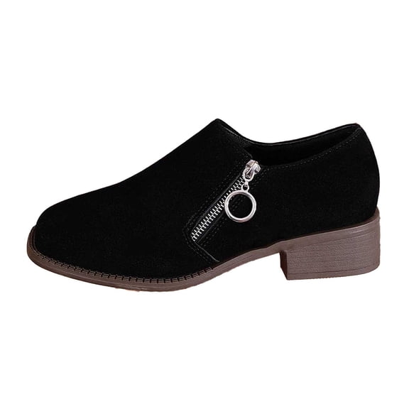 Women's Casual Shoes Retro Mid Heel Ankle Boots On Side Zipper Suede Comfortable Footwear For Daily Outfits