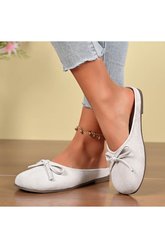 Women's Casual Shoes, Vintage Flat Mules Comfortable Slip on Shoes for Summer, Lightweight Round Toe Ballet Flats for Outdoor Daily Wear