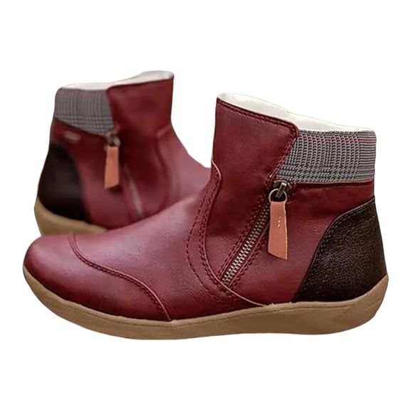 Women's Casual Short Ankle Boots Vintage 2025 Arch Support Flat Booties Comfortable Slip on Walking Shoes