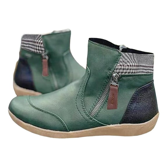 Women's Casual Short Ankle Boots Vintage 2025 Arch Support Flat Booties Comfortable Slip on Walking Shoes