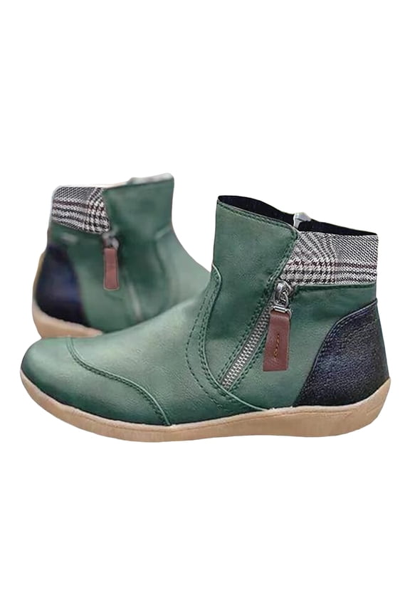 Women's Casual Short Ankle Boots Vintage 2025 Arch Support Flat Booties Comfortable Slip on Walking Shoes