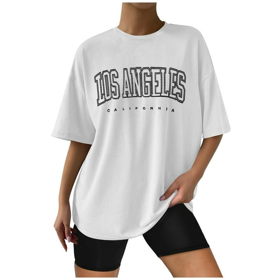 Women's Casual Short Sleeve Crew Neck Printed T-Shirt Soft Cotton Blend Summer Top Relaxed Fit Everyday Comfort Wear