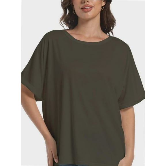 Women's Casual Short Sleeve T-Shirt, Crew Neck Basic Tee, Soft Comfortable Everyday Top