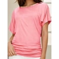 thumbnail image 1 of Women's Casual Short Sleeve Dolman Top Boat Neck T Shirts, 1 of 4