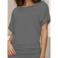 thumbnail image 1 of Women's Casual Short Sleeve Dolman Top Boat Neck T Shirts, 1 of 4