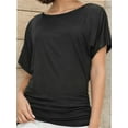 thumbnail image 1 of Women's Casual Short Sleeve Dolman Top Boat Neck T Shirts, 1 of 4