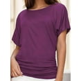 thumbnail image 1 of Women's Casual Short Sleeve Dolman Top Boat Neck T Shirts, 1 of 4