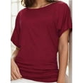 thumbnail image 1 of Women's Casual Short Sleeve Dolman Top Boat Neck T Shirts, 1 of 4