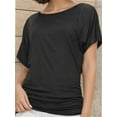 thumbnail image 1 of Women's Casual Short Sleeve Dolman Top Boat Neck T Shirts, 1 of 4