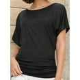 thumbnail image 1 of Women's Casual Short Sleeve Dolman Top Boat Neck T Shirts, 1 of 4