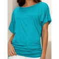 thumbnail image 1 of Women's Casual Short Sleeve Dolman Top Boat Neck T Shirts, 1 of 4