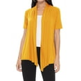 thumbnail image 1 of Women's Casual Short Sleeve Draped Open Front Solid Cardigan, 1 of 5