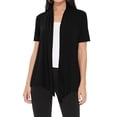 thumbnail image 1 of Women's Casual Short Sleeve Draped Open Front Solid Cardigan, 1 of 6
