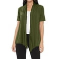 thumbnail image 1 of Women's Casual Short Sleeve Draped Open Front Solid Cardigan, 1 of 5