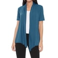 thumbnail image 1 of Women's Casual Short Sleeve Draped Open Front Solid Cardigan, 1 of 6