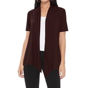 Moa Collection Women's Short Sleeve Open Front Cardigan Solid Draped Casual Design