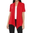 thumbnail image 1 of Women's Casual Short Sleeve Draped Open Front Solid Cardigan, 1 of 5