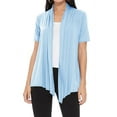 thumbnail image 1 of Women's Casual Short Sleeve Draped Open Front Solid Cardigan, 1 of 5