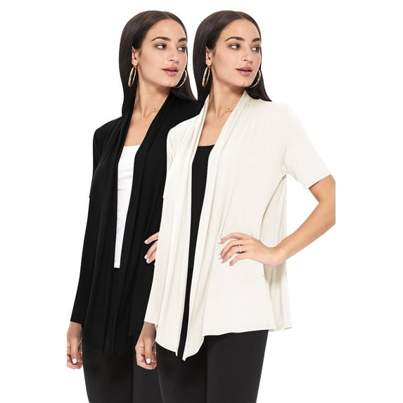 Women's Casual Short Sleeve Loose Fit Solid Cardigan (Pack of 2)