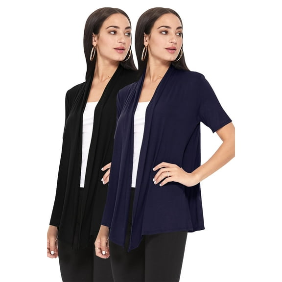 Women's Casual Short Sleeve Loose Fit Solid Cardigan (Pack of 2)