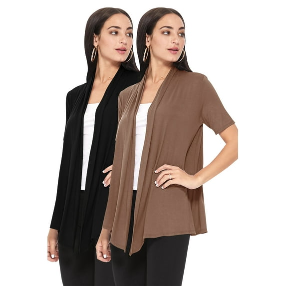 Women's Casual Short Sleeve Loose Fit Solid Cardigan (Pack of 2)