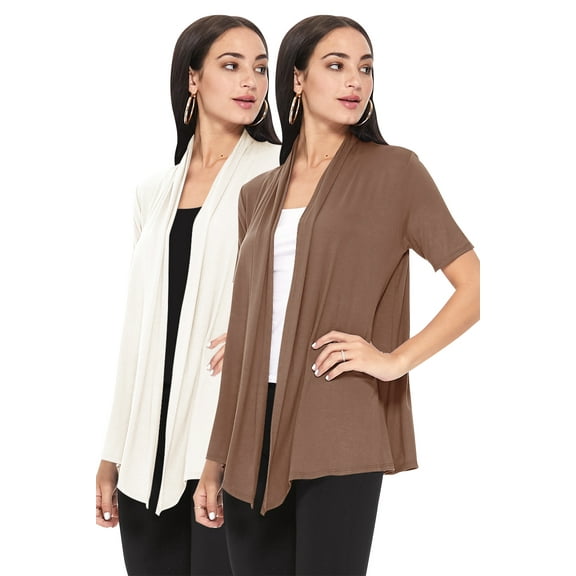 Women's Casual Short Sleeve Loose Fit Solid Cardigan (Pack of 2)