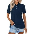thumbnail image 1 of Women’s Casual Short Sleeve Polo Shirt, Lightweight Breathable Solid Color Top, Classic Collared Blouse for Summer Daily Wear, 1 of 4