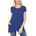 thumbnail image 1 of Women's Casual Short Sleeve Relaxed Fit Round Neck Side Pockets Tunic Top, 1 of 4
