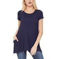 thumbnail image 1 of Women's Casual Short Sleeve Relaxed Fit Round Neck Side Pockets Tunic Top, 1 of 4