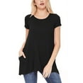 thumbnail image 1 of Women's Casual Short Sleeve Relaxed Fit Round Neck Side Pockets Tunic Top, 1 of 4
