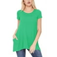 thumbnail image 1 of Women's Casual Short Sleeve Relaxed Fit Round Neck Side Pockets Tunic Top, 1 of 4