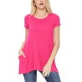 thumbnail image 1 of Women's Casual Short Sleeve Relaxed Fit Round Neck Side Pockets Tunic Top, 1 of 4