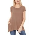 thumbnail image 1 of Women's Casual Short Sleeve Relaxed Fit Round Neck Side Pockets Tunic Top, 1 of 4