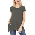 thumbnail image 1 of Women's Casual Short Sleeve Relaxed Fit Round Neck Side Pockets Tunic Top, 1 of 4