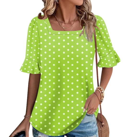 Women's Casual Short Sleeve Round Neck Blouse Top for Summer - Soft Polyester Fabric for Daily Wear